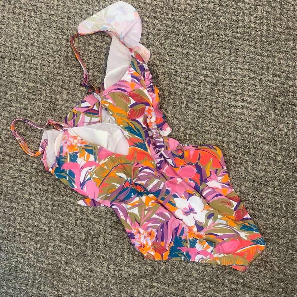 Profile by Gottex Surplice Ruffle Floral V Neck One Piece Swimsuit - Picture 6 of 12